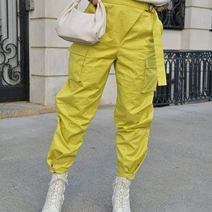 The Drop Women's Chartreuse Belted Cargo Pant by @karenbritchick